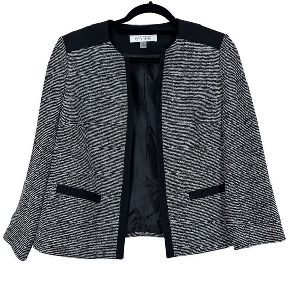 Kasper Tweed Collarless Jacket - Size 12P - Picture 1 of 10